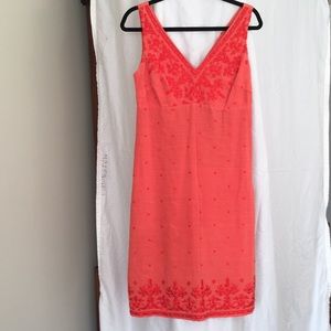 Gorgeous coral colored embroidered dress!